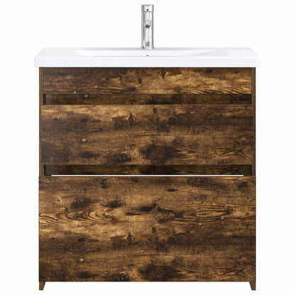Badkamermeubelset Gerookt eiken 81 x 40 x 84,5 cm Bewerkt hout