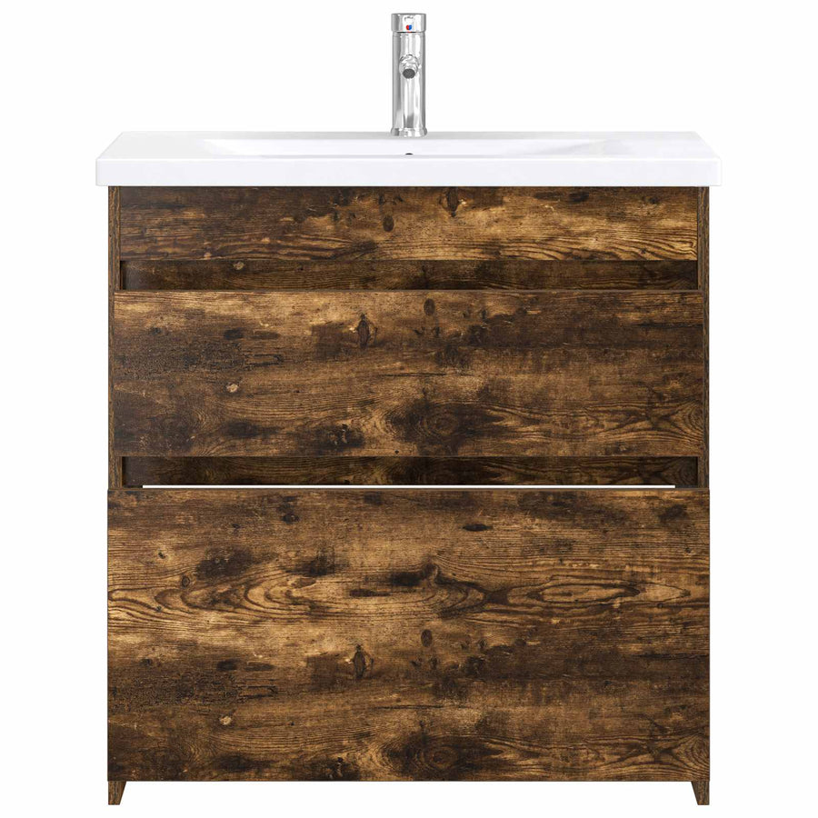 Badkamermeubelset Gerookt eiken 81 x 40 x 84,5 cm Bewerkt hout