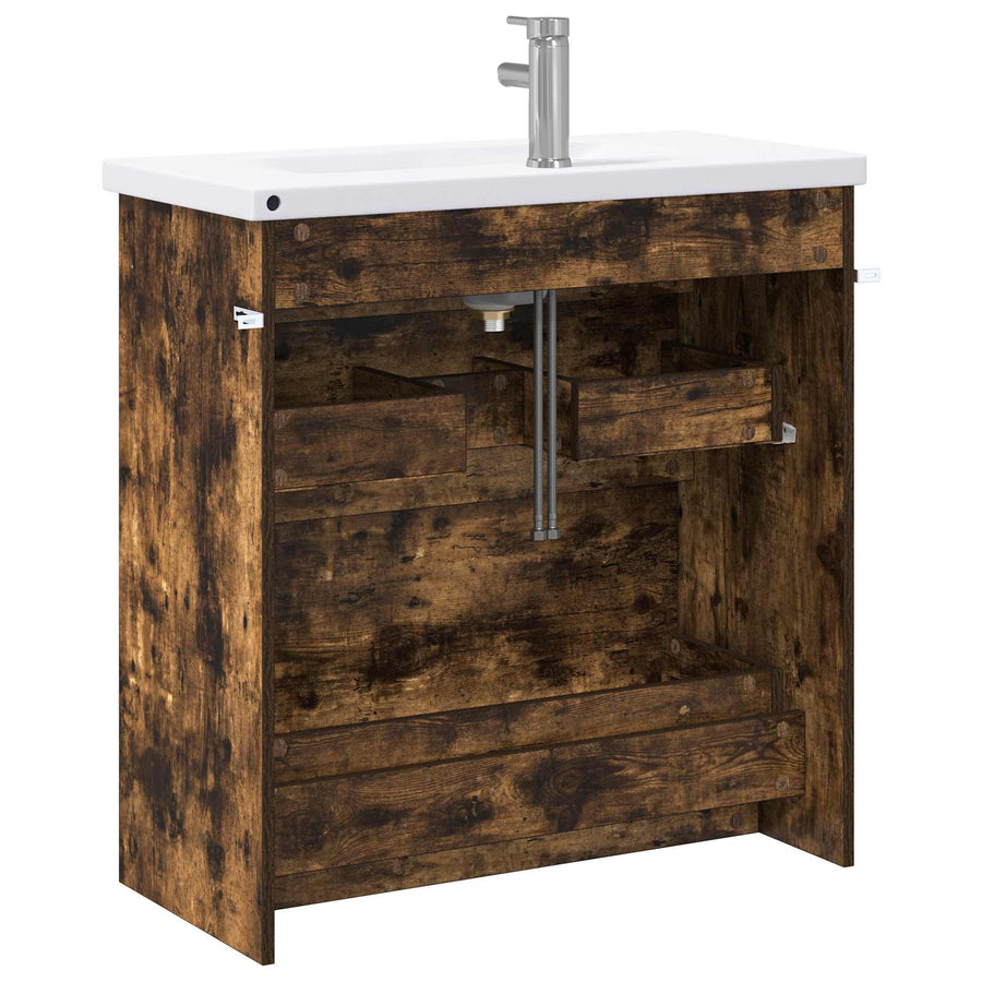 Badkamermeubelset Gerookt eiken 81 x 40 x 84,5 cm Bewerkt hout