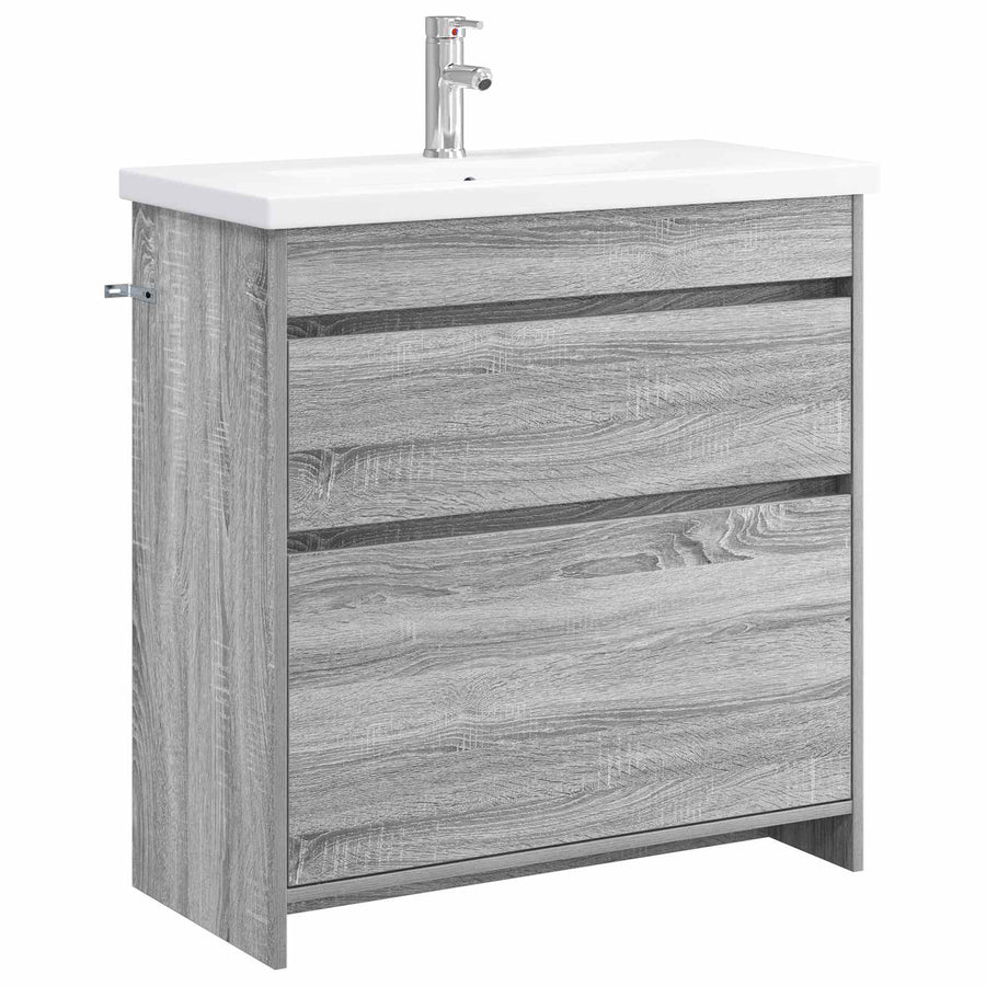 Badkamermeubelset Grijs Sonoma 81 x 40 x 84,5 cm Bewerkt hout
