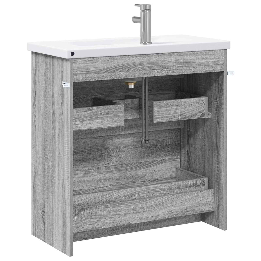 Badkamermeubelset Grijs Sonoma 81 x 40 x 84,5 cm Bewerkt hout