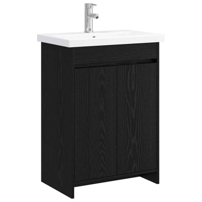 Badkamermeubelset Zwart eiken 61 x 40 x 84,5 cm Bewerkt hout