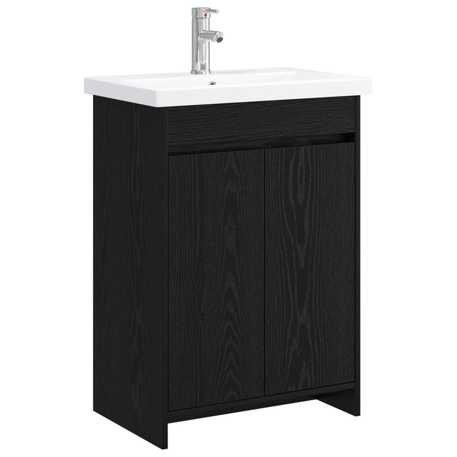 Badkamermeubelset Zwart eiken 61 x 40 x 84,5 cm Bewerkt hout