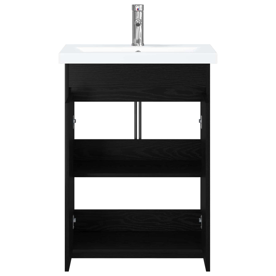 Badkamermeubelset Zwart eiken 61 x 40 x 84,5 cm Bewerkt hout