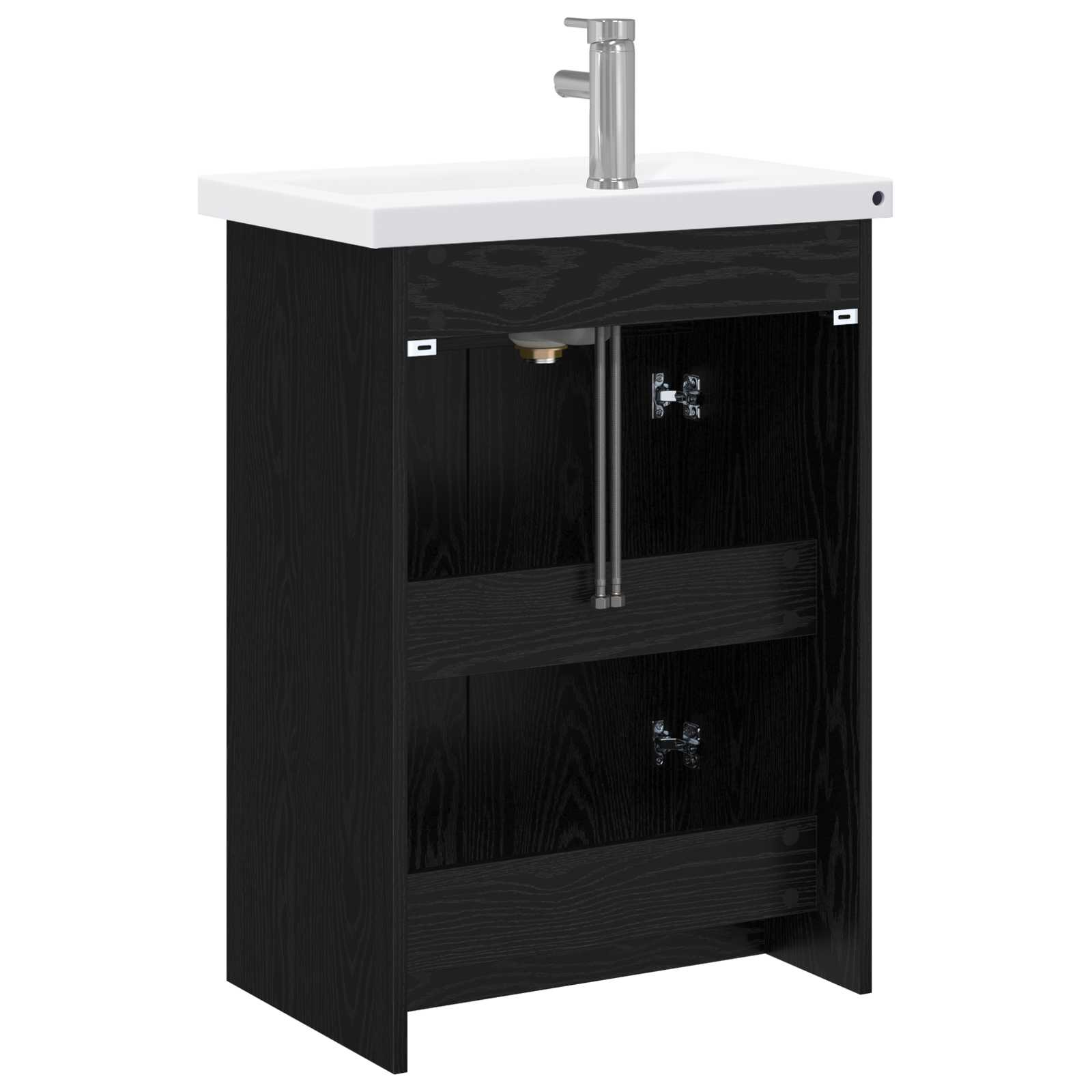 Badkamermeubelset Zwart eiken 61 x 40 x 84,5 cm Bewerkt hout