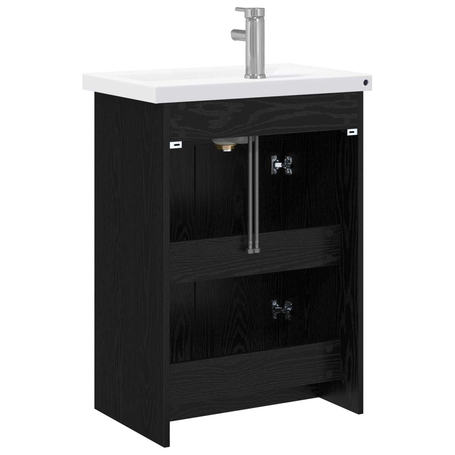 Badkamermeubelset Zwart eiken 61 x 40 x 84,5 cm Bewerkt hout