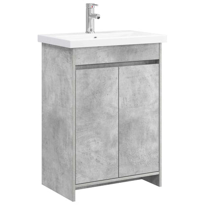 Badkamermeubelset Betongrijs 61 x 40 x 84,5 cm Bewerkt hout