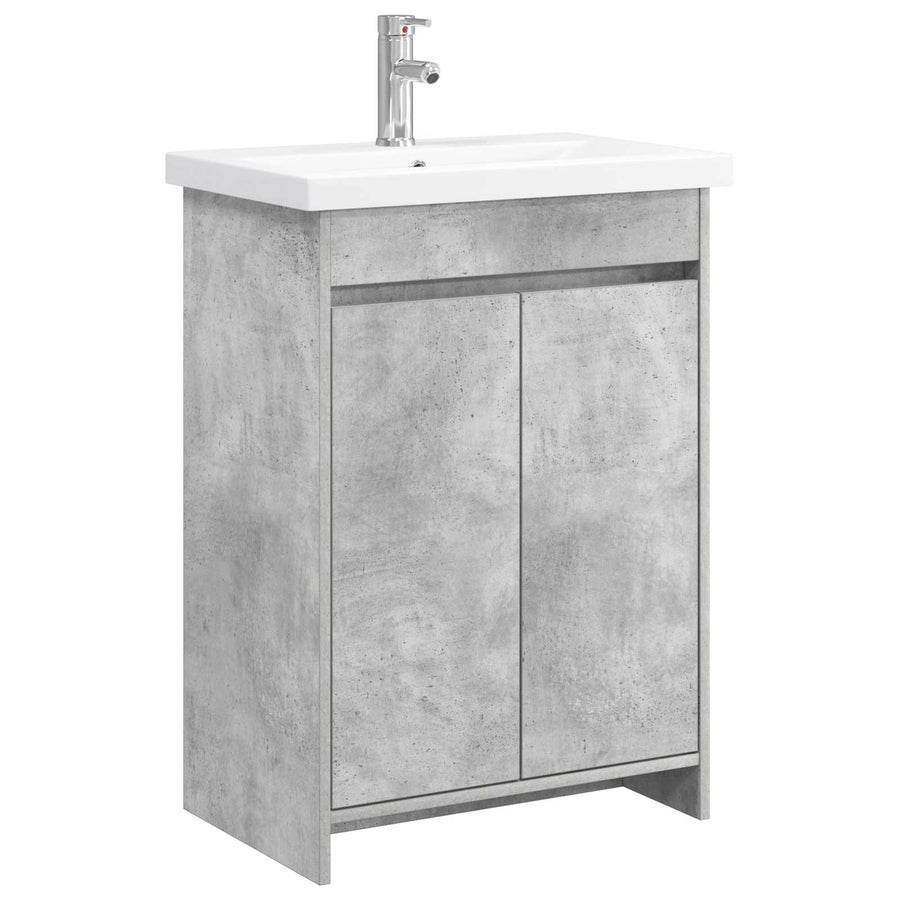 Badkamermeubelset Betongrijs 61 x 40 x 84,5 cm Bewerkt hout