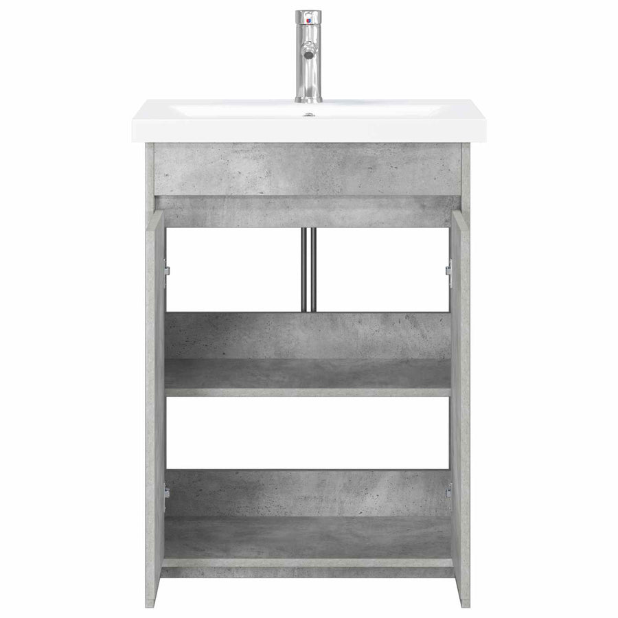 Badkamermeubelset Betongrijs 61 x 40 x 84,5 cm Bewerkt hout