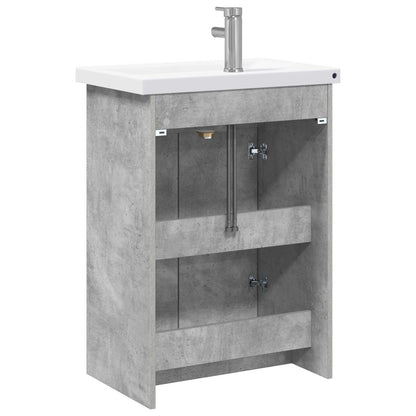 Badkamermeubelset Betongrijs 61 x 40 x 84,5 cm Bewerkt hout