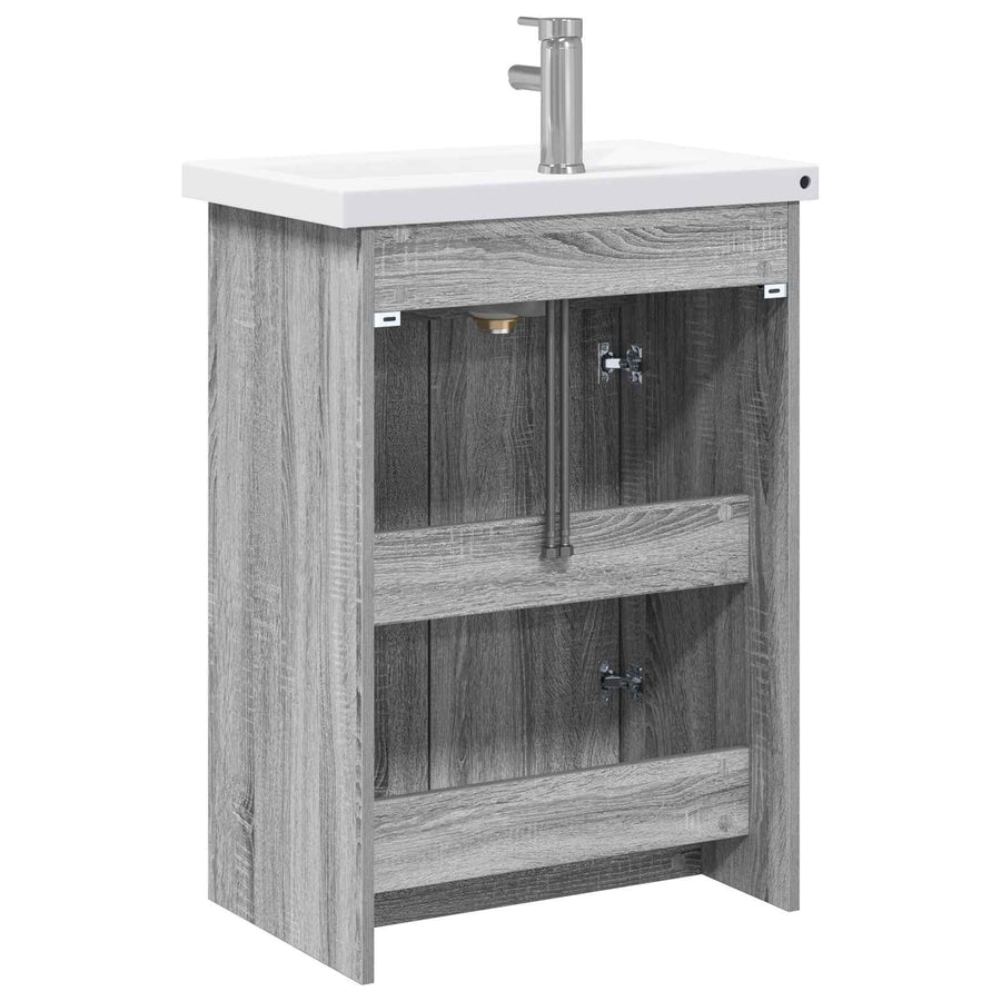 Badkamermeubelset Grijs Sonoma 61 x 40 x 84,5 cm Bewerkt hout