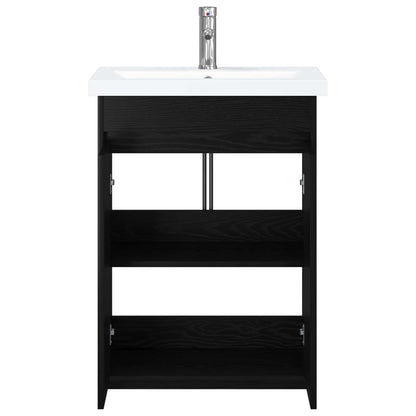 Badkamermeubelset Zwart eiken 81 x 40 x 84,5 cm Bewerkt hout