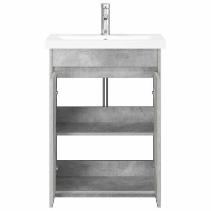 Badkamermeubelset Betongrijs 81 x 40 x 84,5 cm Bewerkt hout