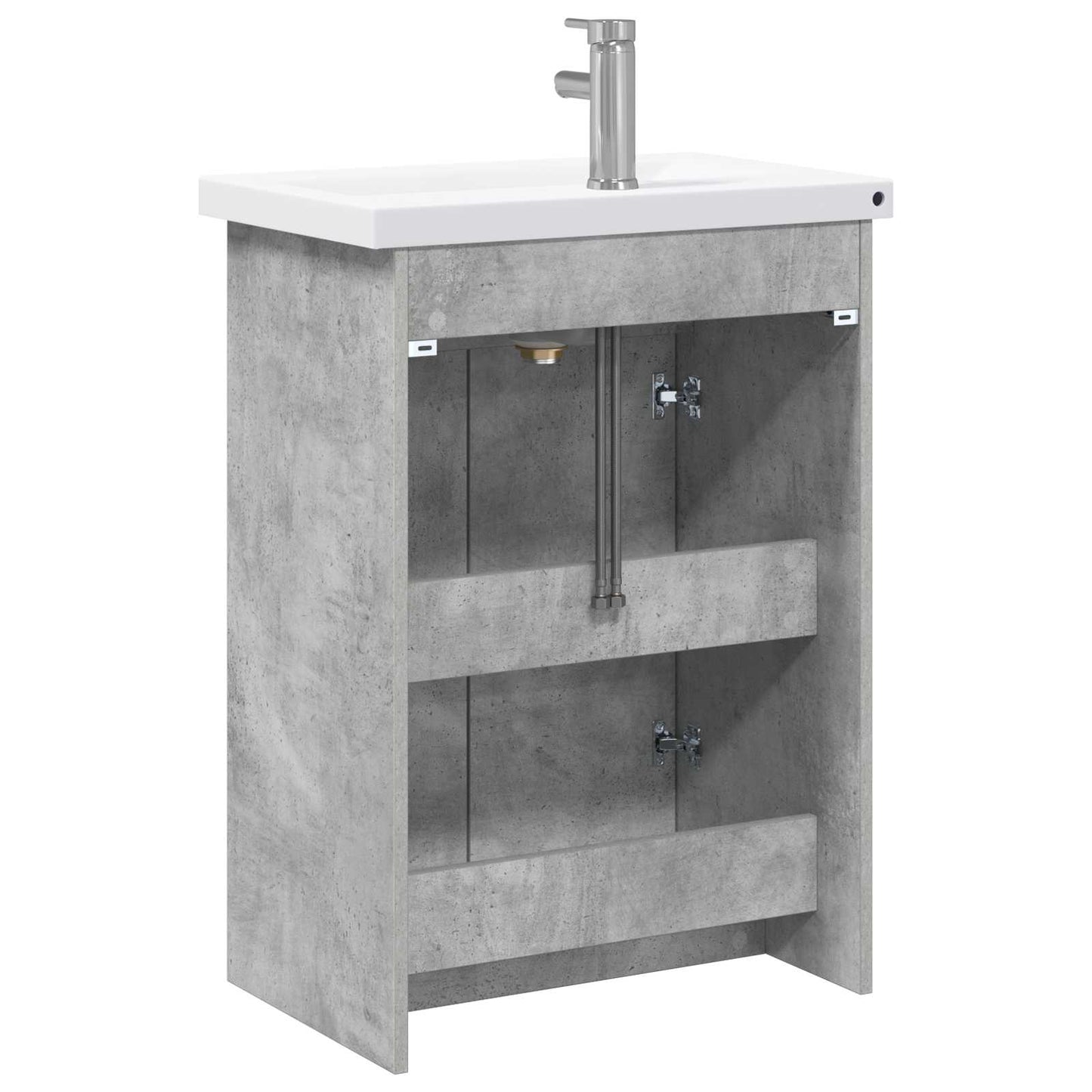 Badkamermeubelset Betongrijs 81 x 40 x 84,5 cm Bewerkt hout