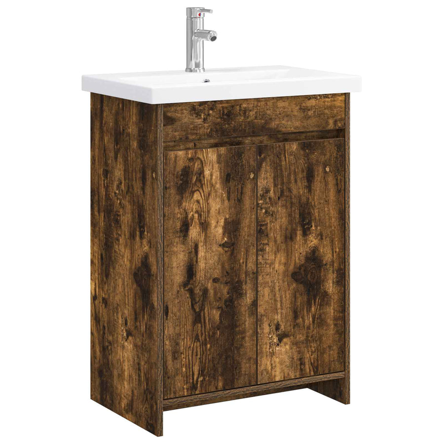 Badkamermeubelset Gerookt eiken 81 x 40 x 84,5 cm Bewerkt hout