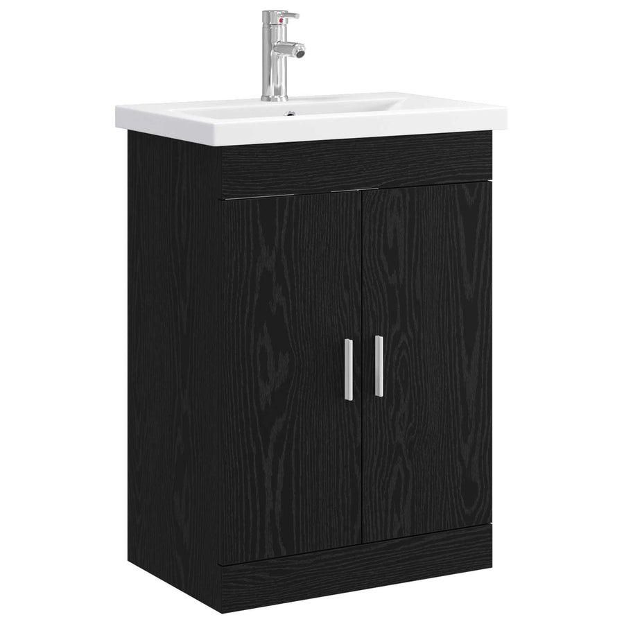 Badkamermeubelset Zwart eiken 61 x 40 x 84,5 cm Bewerkt hout