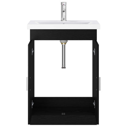 Badkamermeubelset Zwart eiken 61 x 40 x 84,5 cm Bewerkt hout