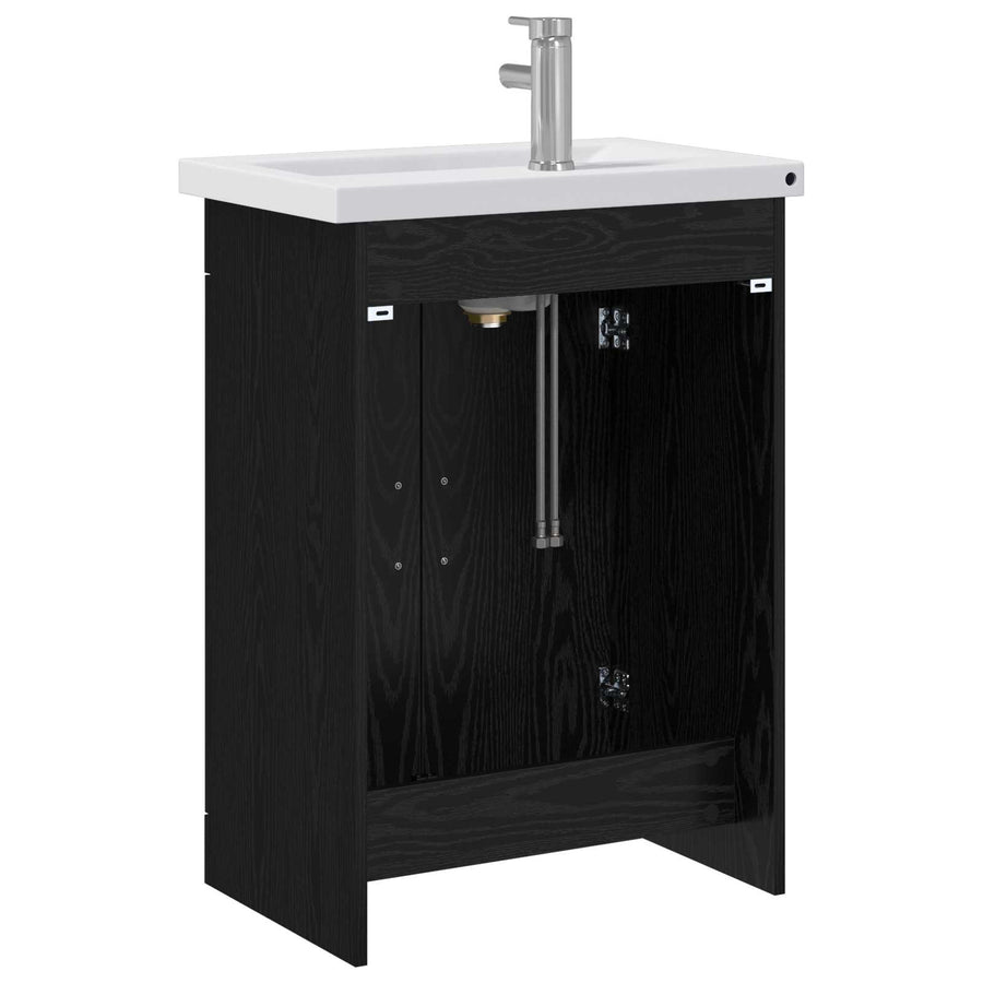 Badkamermeubelset Zwart eiken 61 x 40 x 84,5 cm Bewerkt hout
