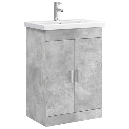 Badkamermeubelset Betongrijs 61 x 40 x 84,5 cm Bewerkt hout
