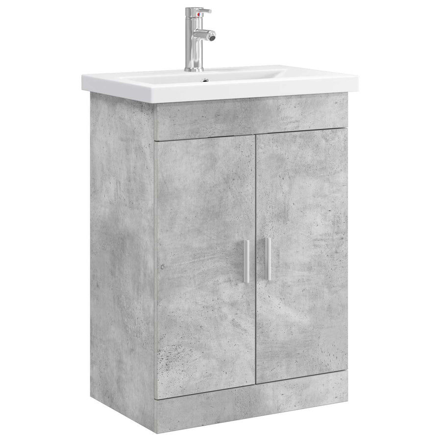 Badkamermeubelset Betongrijs 61 x 40 x 84,5 cm Bewerkt hout