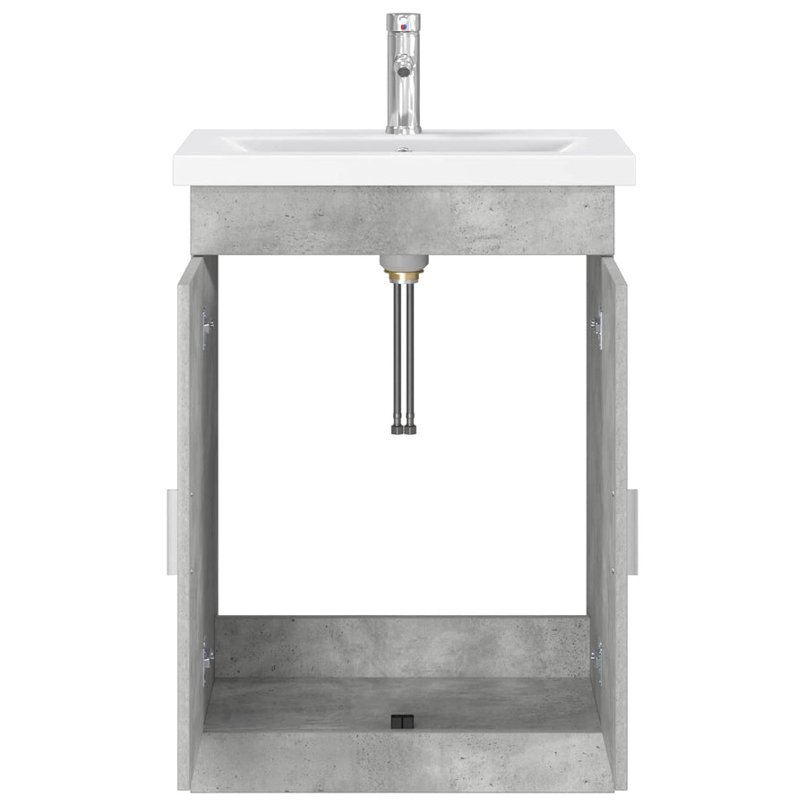 Badkamermeubelset Betongrijs 61 x 40 x 84,5 cm Bewerkt hout