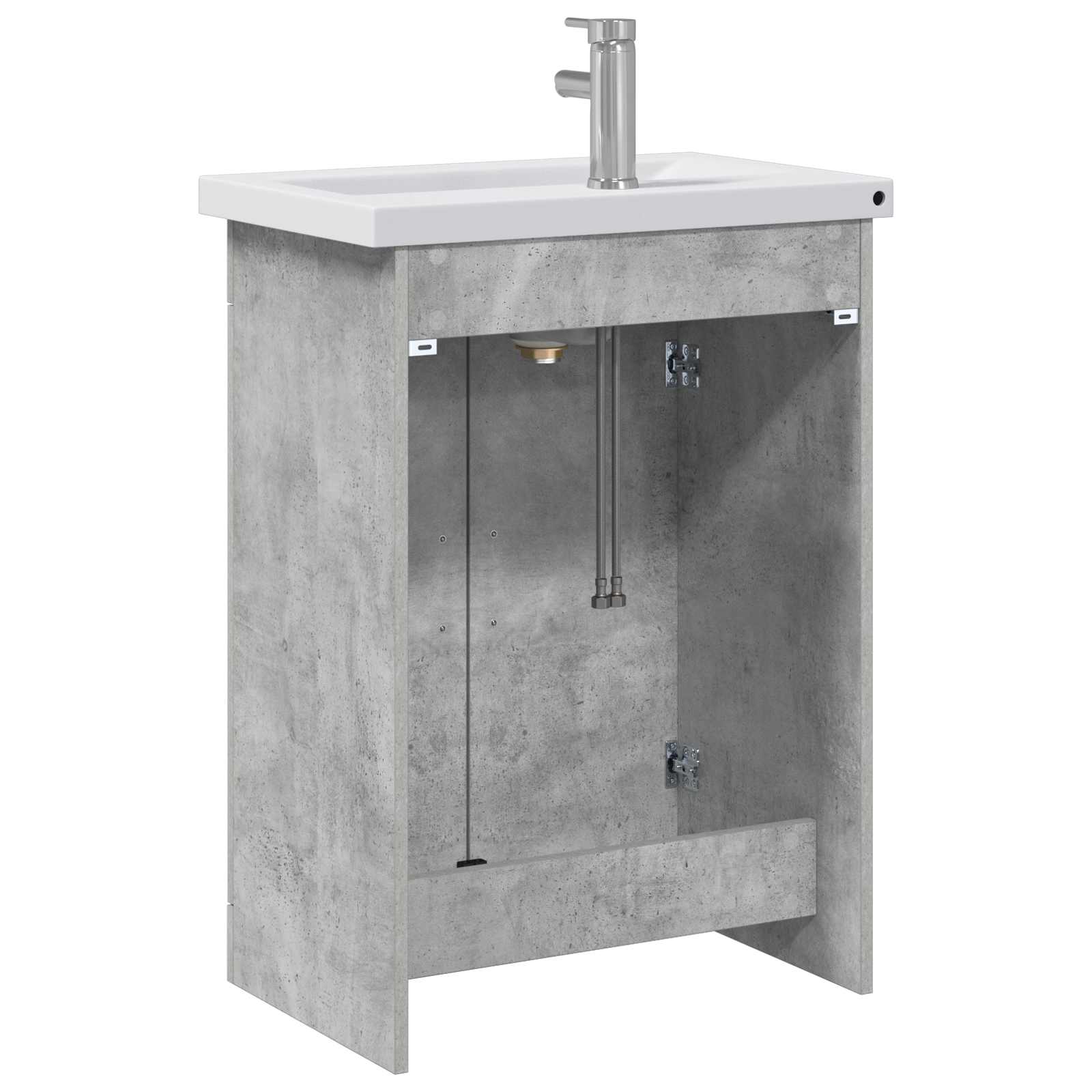 Badkamermeubelset Betongrijs 61 x 40 x 84,5 cm Bewerkt hout