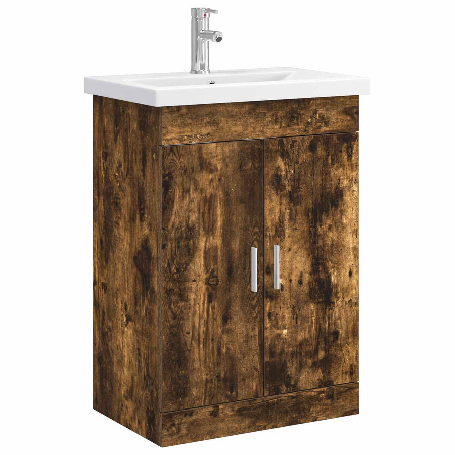 Badkamermeubelset Gerookt eiken 61 x 40 x 84,5 cm Bewerkt hout