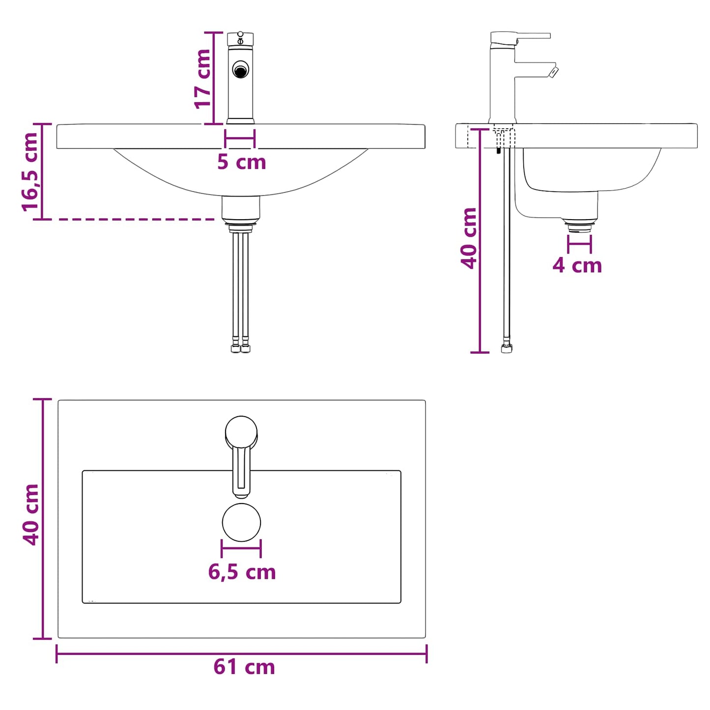 Badkamermeubelset Gerookt eiken 61 x 40 x 84,5 cm Bewerkt hout