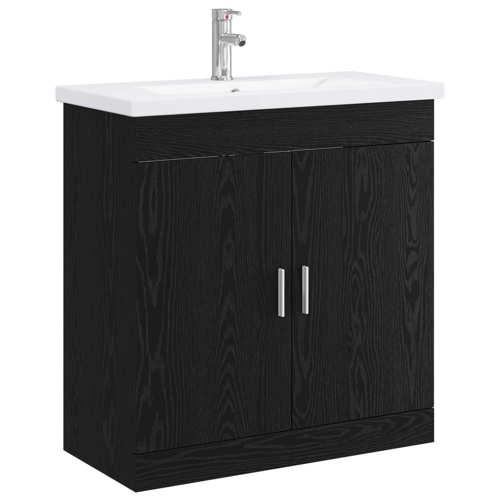 Badkamermeubelset Zwart eiken 81 x 40 x 84,5 cm Bewerkt hout