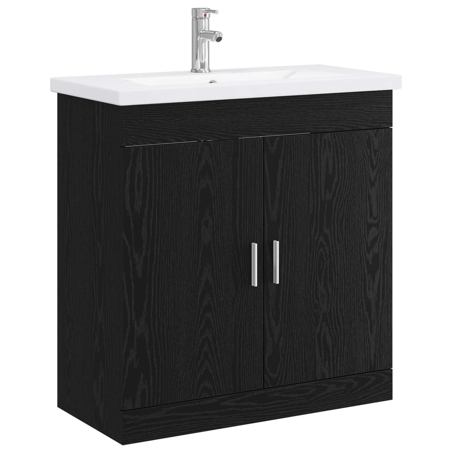 Badkamermeubelset Zwart eiken 81 x 40 x 84,5 cm Bewerkt hout