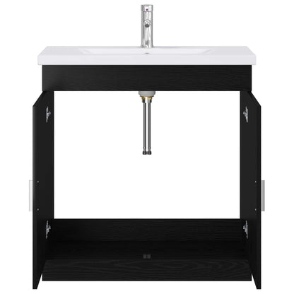 Badkamermeubelset Zwart eiken 81 x 40 x 84,5 cm Bewerkt hout