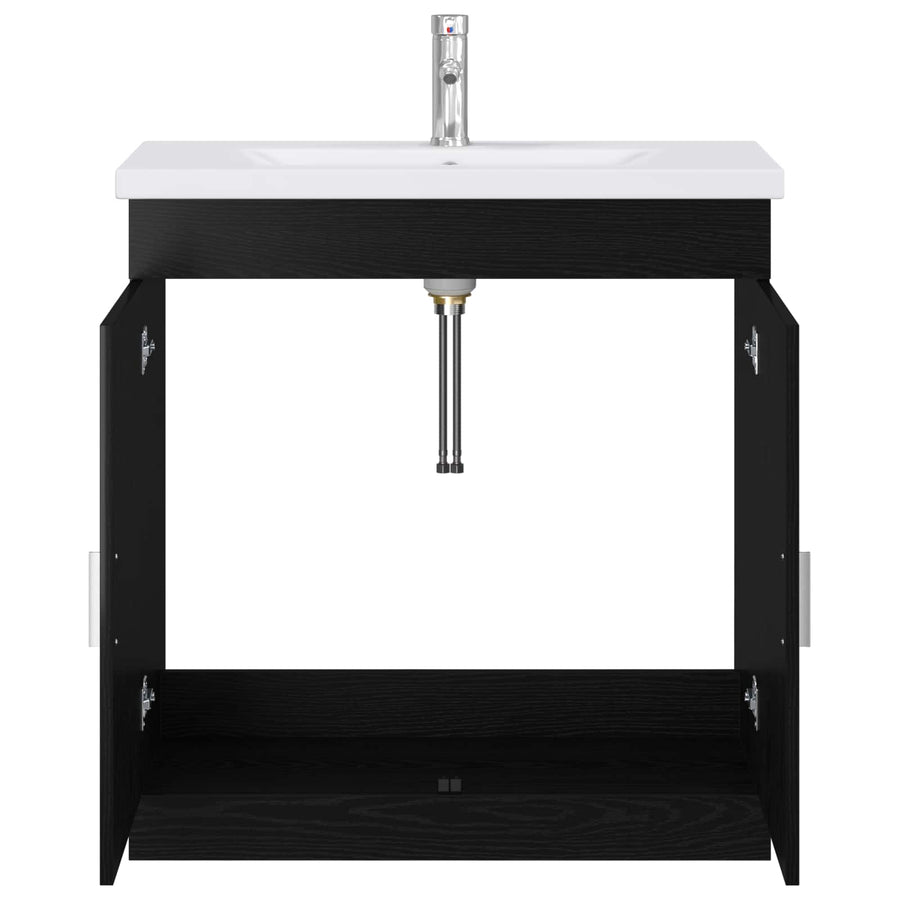 Badkamermeubelset Zwart eiken 81 x 40 x 84,5 cm Bewerkt hout