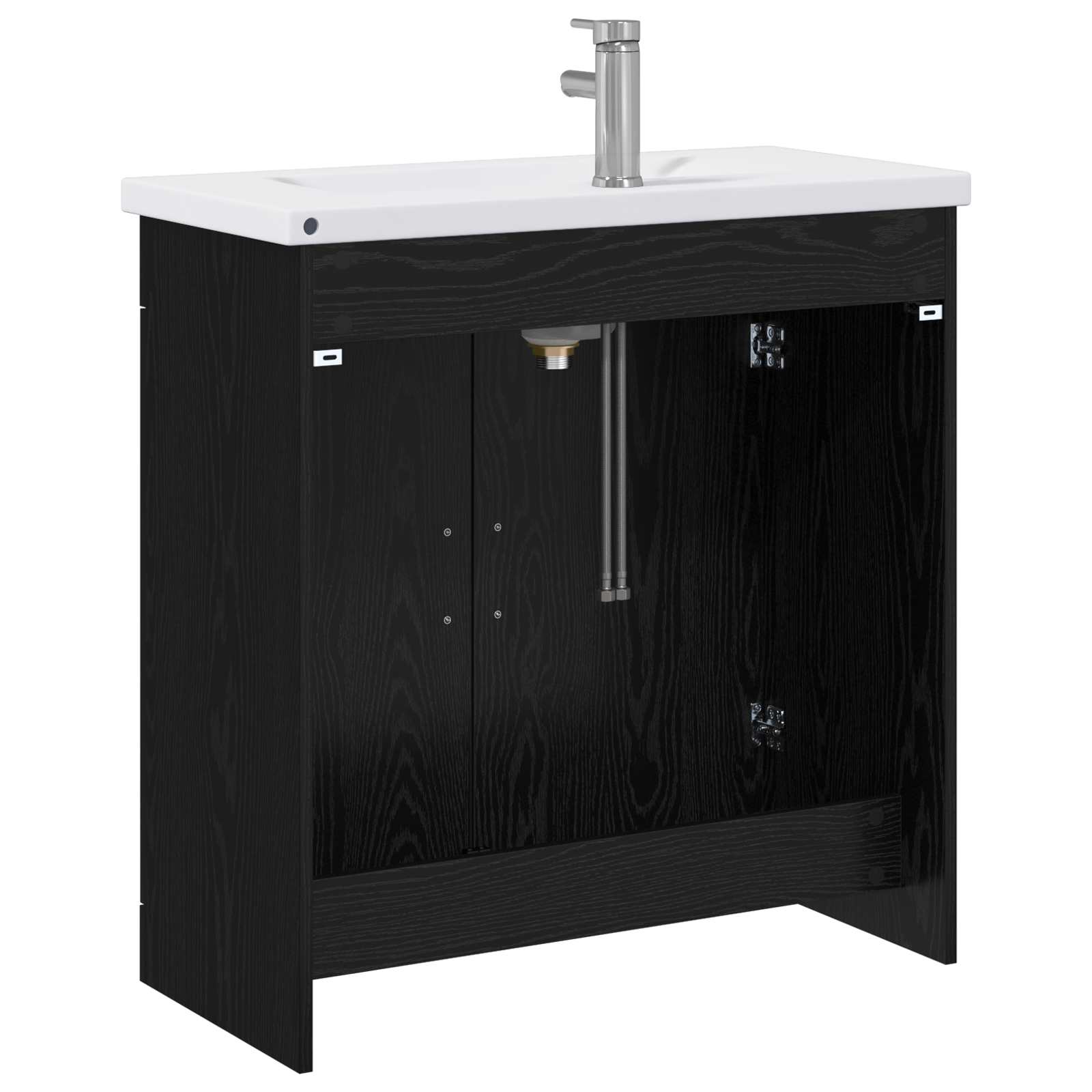 Badkamermeubelset Zwart eiken 81 x 40 x 84,5 cm Bewerkt hout