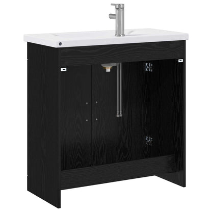 Badkamermeubelset Zwart eiken 81 x 40 x 84,5 cm Bewerkt hout