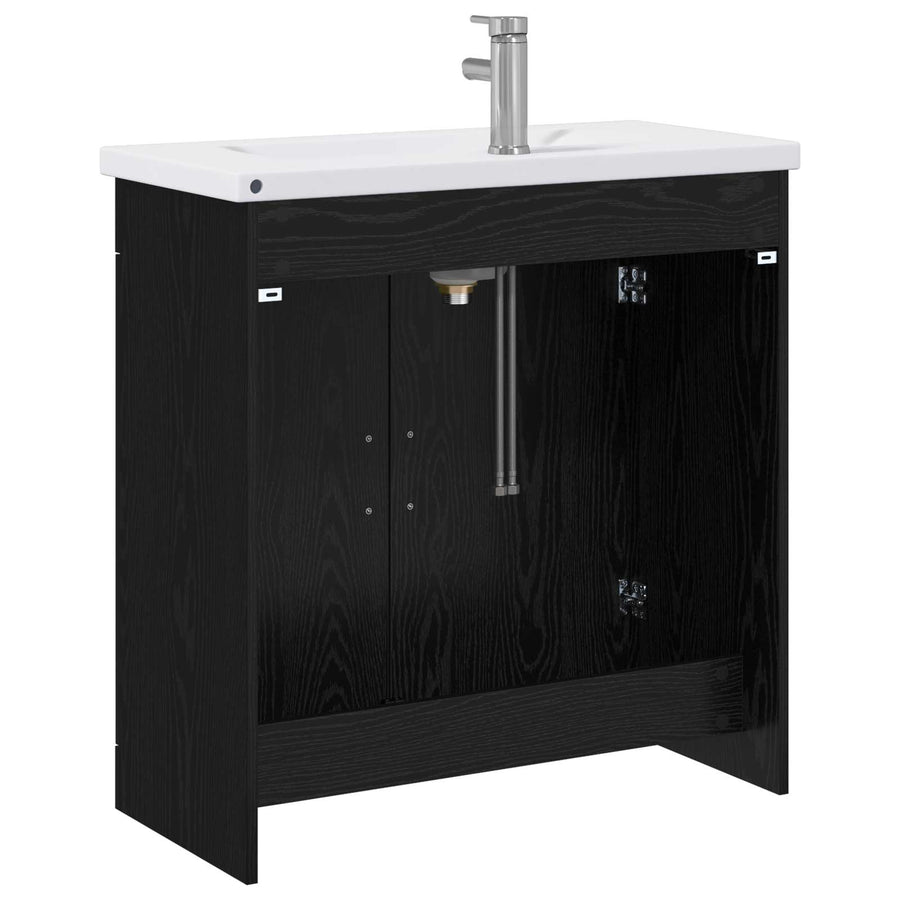 Badkamermeubelset Zwart eiken 81 x 40 x 84,5 cm Bewerkt hout