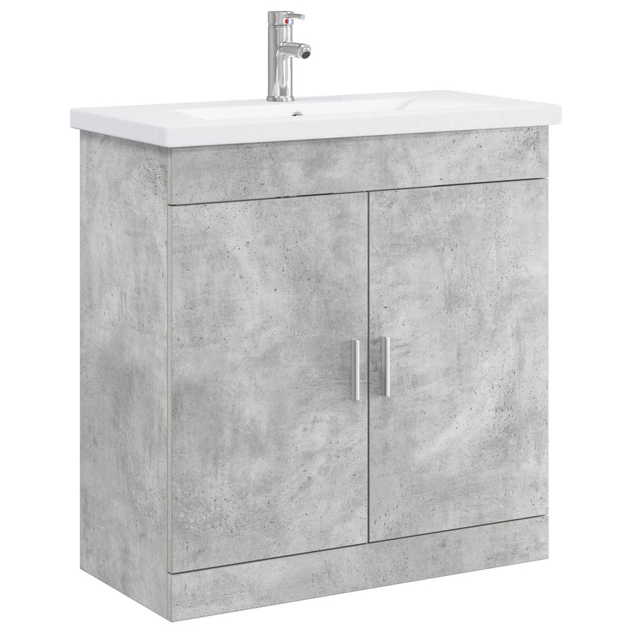 Badkamermeubelset Betongrijs 81 x 40 x 84,5 cm Bewerkt hout