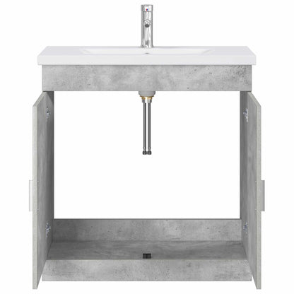 Badkamermeubelset Betongrijs 81 x 40 x 84,5 cm Bewerkt hout