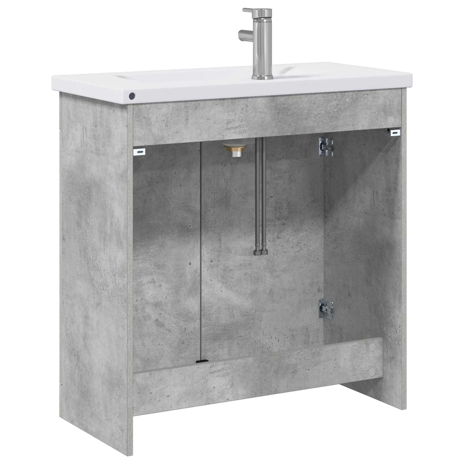 Badkamermeubelset Betongrijs 81 x 40 x 84,5 cm Bewerkt hout