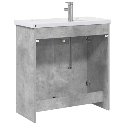 Badkamermeubelset Betongrijs 81 x 40 x 84,5 cm Bewerkt hout