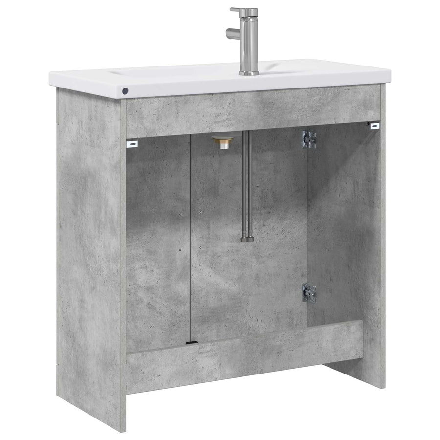 Badkamermeubelset Betongrijs 81 x 40 x 84,5 cm Bewerkt hout