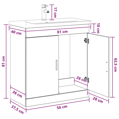 Badkamermeubelset Betongrijs 81 x 40 x 84,5 cm Bewerkt hout