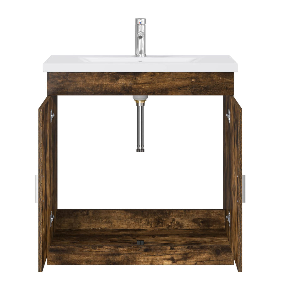 Badkamermeubelset Gerookt eiken 81 x 40 x 84,5 cm Bewerkt hout