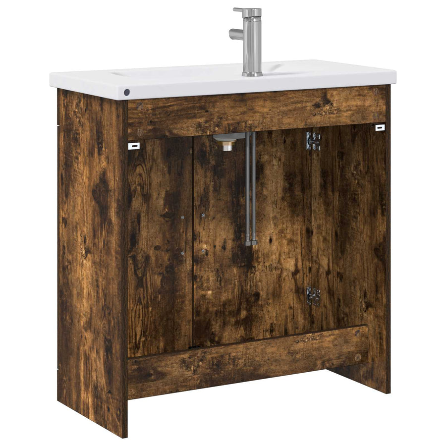 Badkamermeubelset Gerookt eiken 81 x 40 x 84,5 cm Bewerkt hout