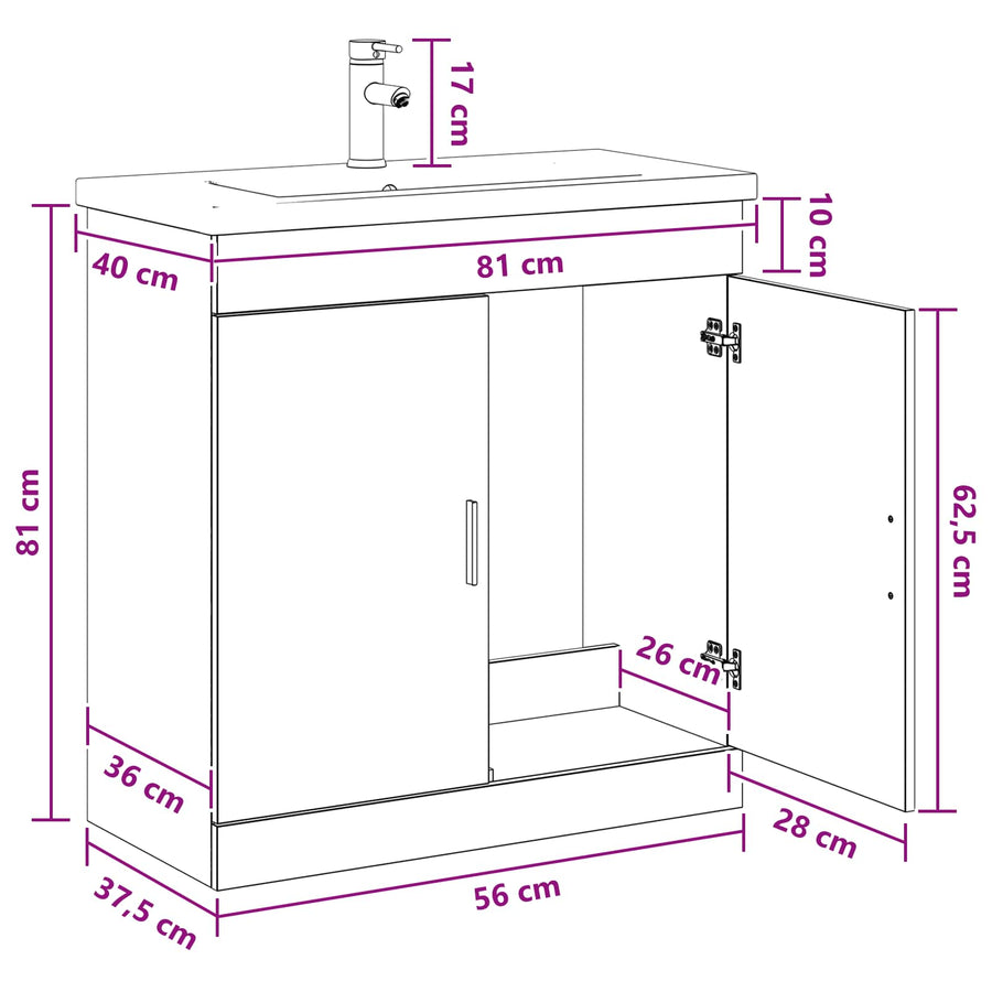 Badkamermeubelset Oud hout 81 x 40 x 84,5 cm Bewerkt hout