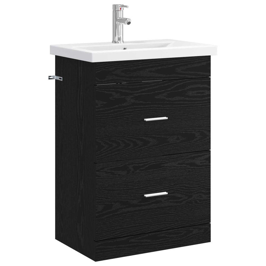 Badkamermeubelset Zwart eiken 61 x 40 x 84,5 cm Bewerkt hout