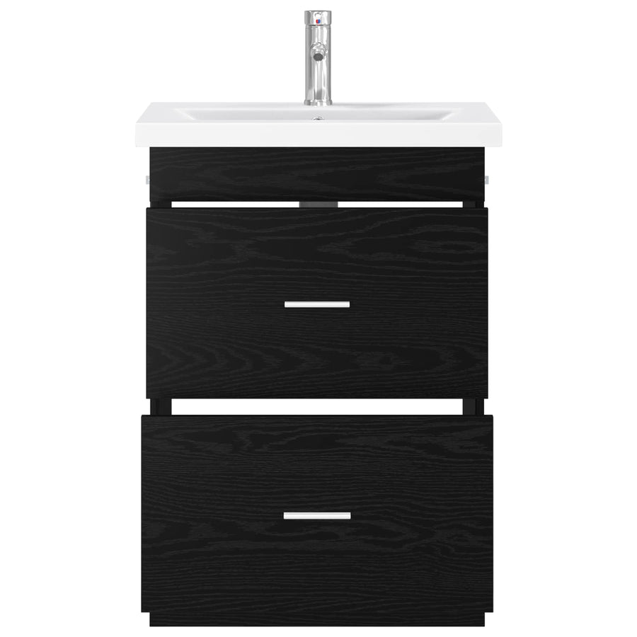 Badkamermeubelset Zwart eiken 61 x 40 x 84,5 cm Bewerkt hout