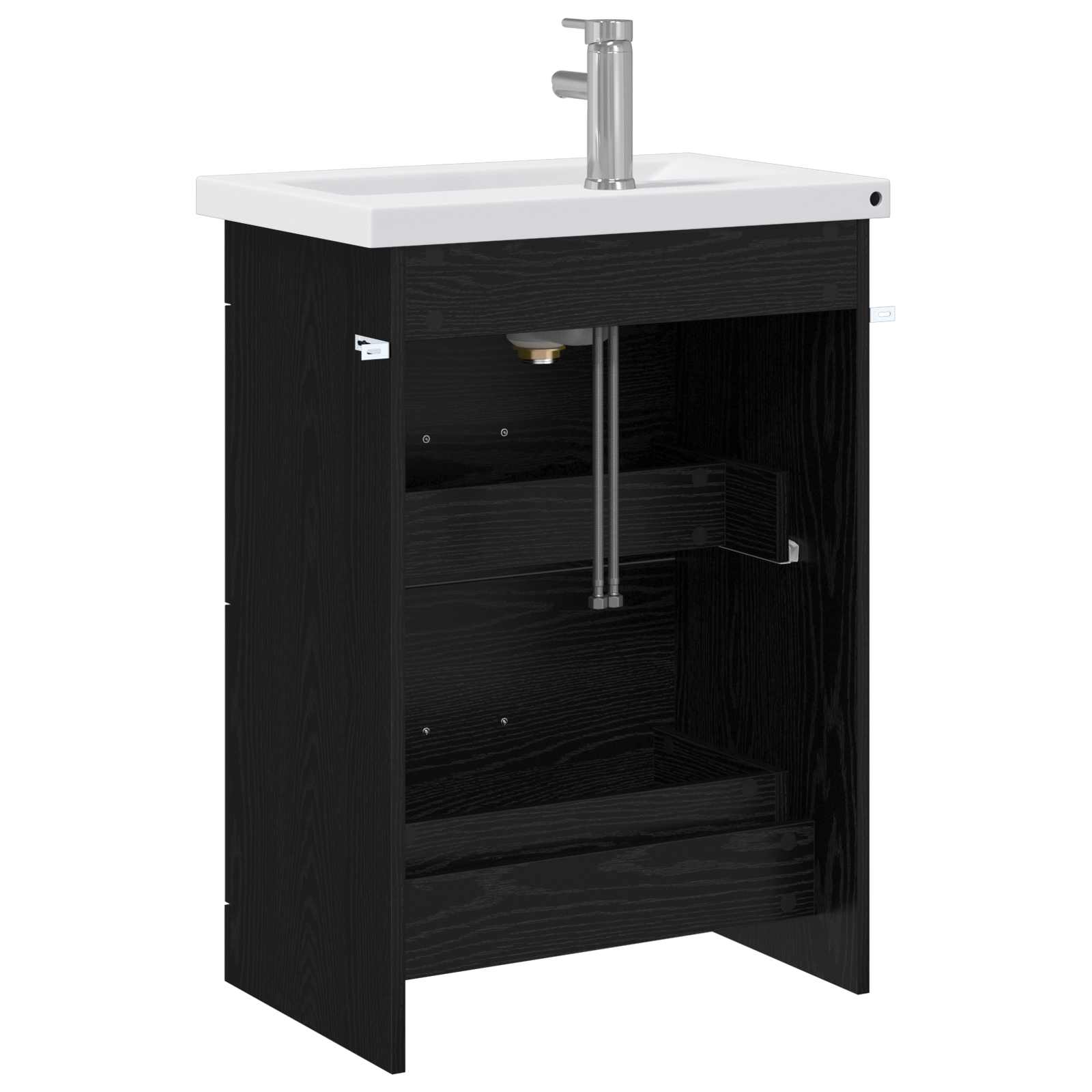 Badkamermeubelset Zwart eiken 61 x 40 x 84,5 cm Bewerkt hout