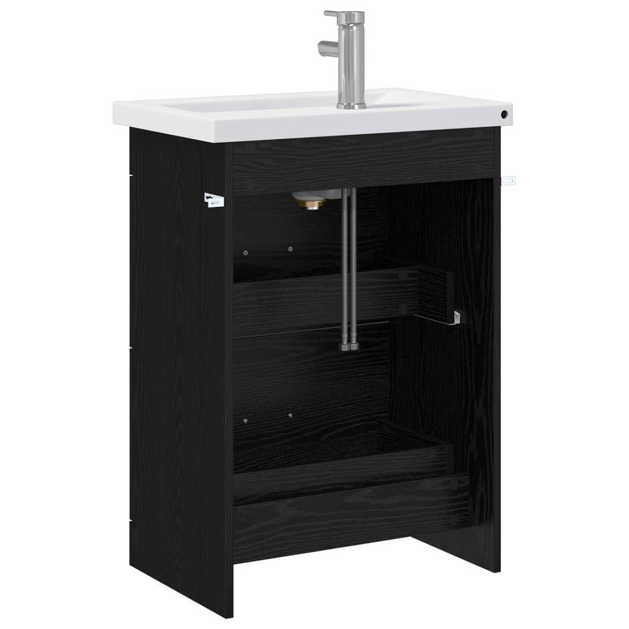Badkamermeubelset Zwart eiken 61 x 40 x 84,5 cm Bewerkt hout
