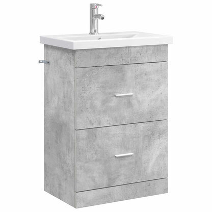 Badkamermeubelset Betongrijs 61 x 40 x 84,5 cm Bewerkt hout