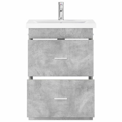 Badkamermeubelset Betongrijs 61 x 40 x 84,5 cm Bewerkt hout